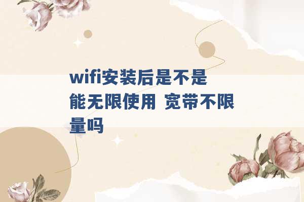 wifi安装后是不是能无限使用 宽带不限量吗 -第1张图片-电信联通移动号卡网