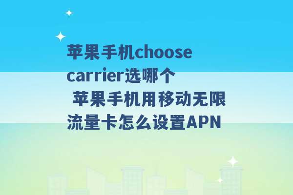 苹果手机choosecarrier选哪个 苹果手机用移动无限流量卡怎么设置APN -第1张图片-电信联通移动号卡网