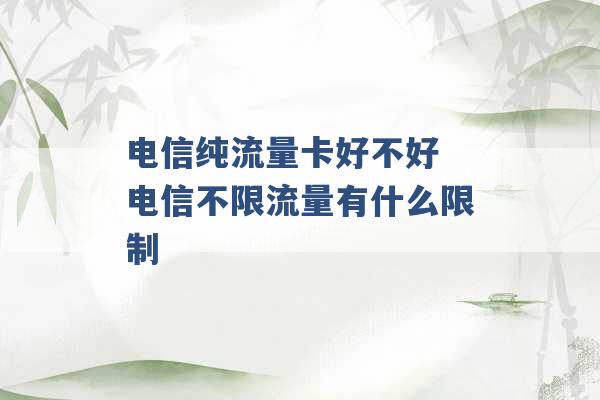 电信纯流量卡好不好 电信不限流量有什么限制 -第1张图片-电信联通移动号卡网