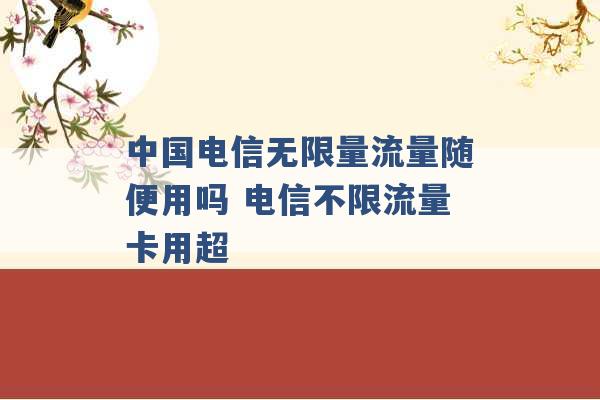 中国电信无限量流量随便用吗 电信不限流量卡用超 -第1张图片-电信联通移动号卡网