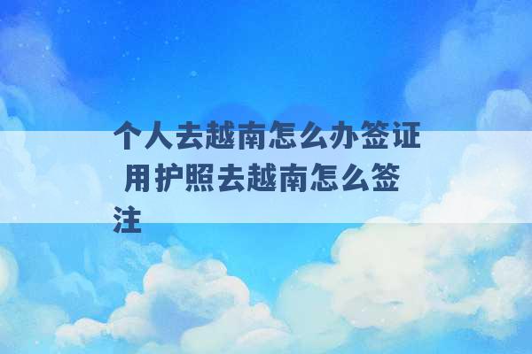 个人去越南怎么办签证 用护照去越南怎么签注 -第1张图片-电信联通移动号卡网