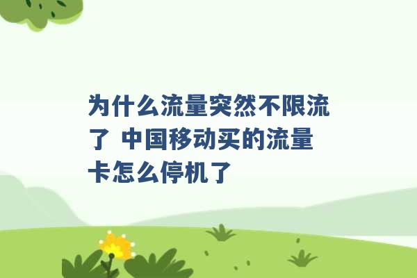 为什么流量突然不限流了 中国移动买的流量卡怎么停机了 -第1张图片-电信联通移动号卡网