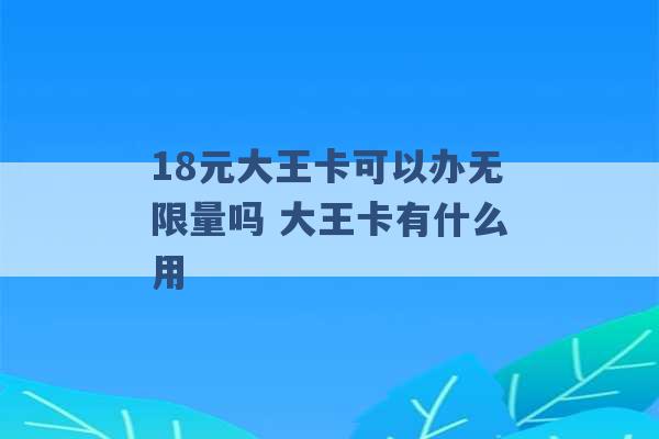 18元大王卡可以办无限量吗 大王卡有什么用 -第1张图片-电信联通移动号卡网