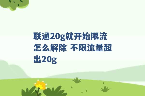 联通20g就开始限流怎么解除 不限流量超出20g -第1张图片-电信联通移动号卡网