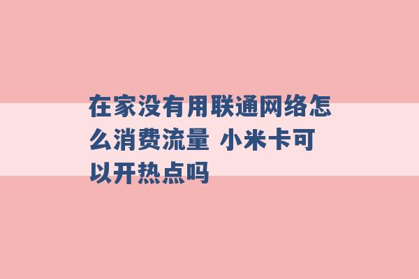 在家没有用联通网络怎么消费流量 小米卡可以开热点吗 -第1张图片-电信联通移动号卡网