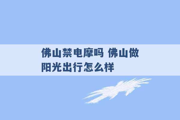 佛山禁电摩吗 佛山做阳光出行怎么样 -第1张图片-电信联通移动号卡网