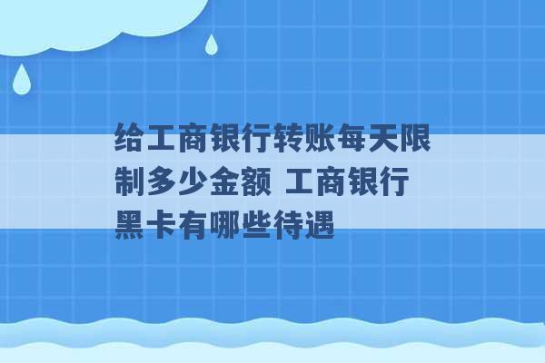 给工商银行转账每天限制多少金额 工商银行黑卡有哪些待遇 -第1张图片-电信联通移动号卡网