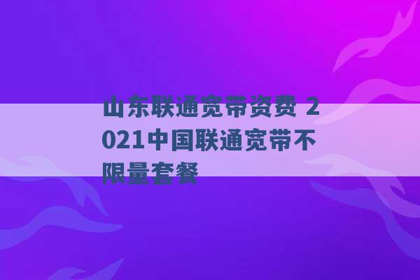 山东联通宽带资费 2021中国联通宽带不限量套餐 -第1张图片-电信联通移动号卡网