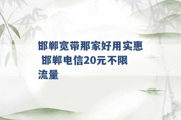 邯郸宽带那家好用实惠 邯郸电信20元不限流量 -第1张图片-电信联通移动号卡网