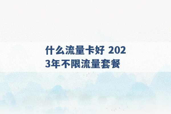 什么流量卡好 2023年不限流量套餐 -第1张图片-电信联通移动号卡网