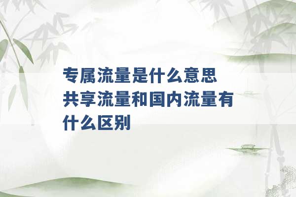 专属流量是什么意思 共享流量和国内流量有什么区别 -第1张图片-电信联通移动号卡网