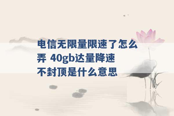 电信无限量限速了怎么弄 40gb达量降速不封顶是什么意思 -第1张图片-电信联通移动号卡网