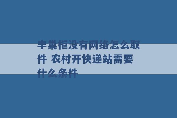 丰巢柜没有网络怎么取件 农村开快递站需要什么条件 -第1张图片-电信联通移动号卡网