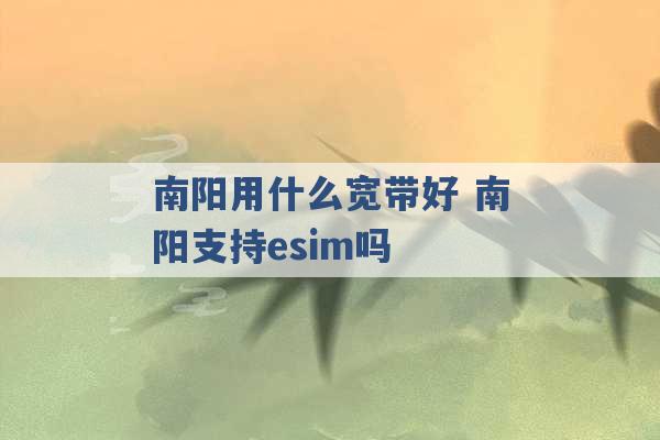 南阳用什么宽带好 南阳支持esim吗 -第1张图片-电信联通移动号卡网