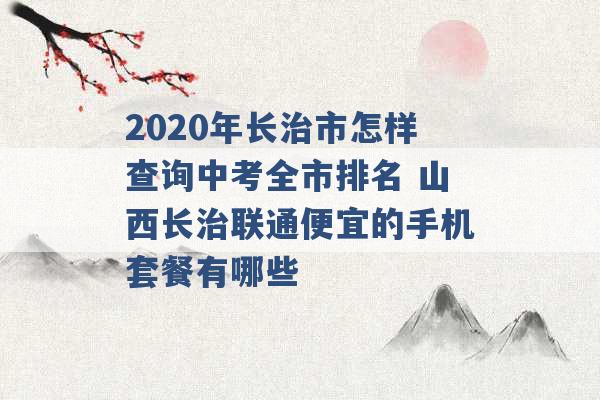 2020年长治市怎样查询中考全市排名 山西长治联通便宜的手机套餐有哪些 -第1张图片-电信联通移动号卡网