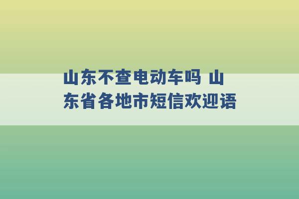 山东不查电动车吗 山东省各地市短信欢迎语 -第1张图片-电信联通移动号卡网