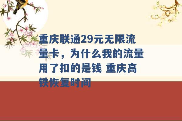 重庆联通29元无限流量卡，为什么我的流量用了扣的是钱 重庆高铁恢复时间 -第1张图片-电信联通移动号卡网