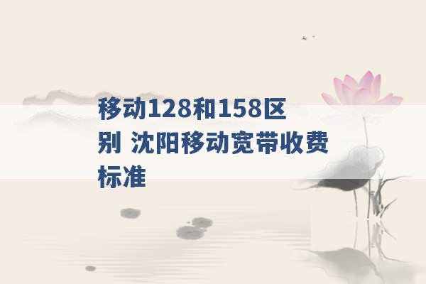 移动128和158区别 沈阳移动宽带收费标准 -第1张图片-电信联通移动号卡网