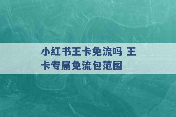 小红书王卡免流吗 王卡专属免流包范围 -第1张图片-电信联通移动号卡网