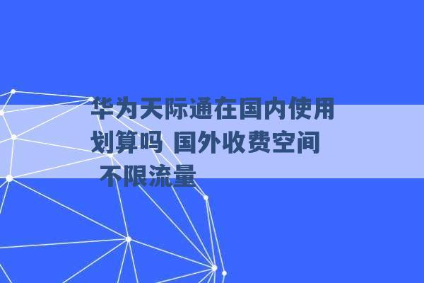 华为天际通在国内使用划算吗 国外收费空间 不限流量 -第1张图片-电信联通移动号卡网