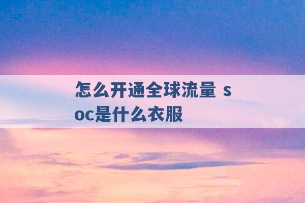 怎么开通全球流量 soc是什么衣服 -第1张图片-电信联通移动号卡网