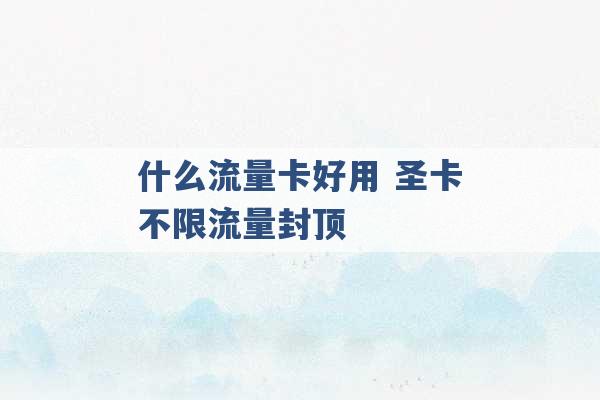 什么流量卡好用 圣卡不限流量封顶 -第1张图片-电信联通移动号卡网