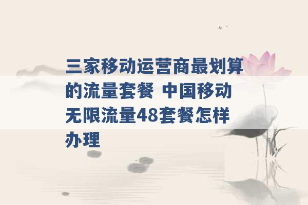 三家移动运营商最划算的流量套餐 中国移动无限流量48套餐怎样办理 -第1张图片-电信联通移动号卡网