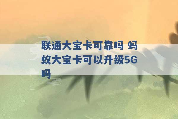 联通大宝卡可靠吗 蚂蚁大宝卡可以升级5G吗 -第1张图片-电信联通移动号卡网