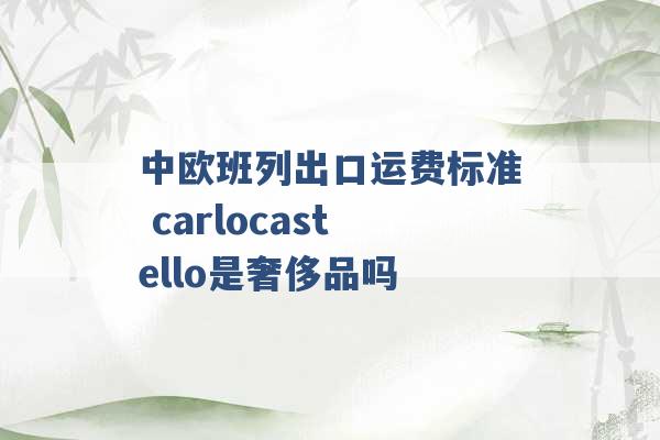 中欧班列出口运费标准 carlocastello是奢侈品吗 -第1张图片-电信联通移动号卡网