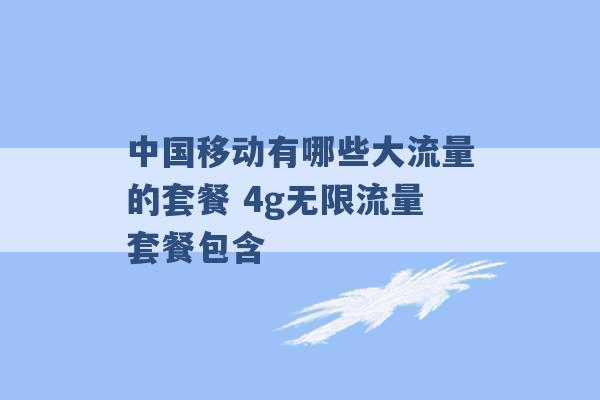 中国移动有哪些大流量的套餐 4g无限流量套餐包含 -第1张图片-电信联通移动号卡网