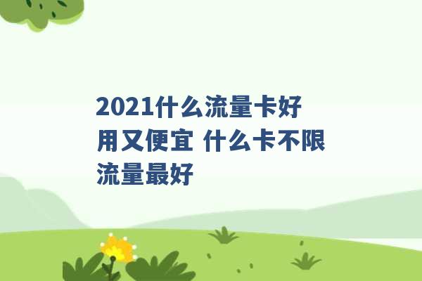 2021什么流量卡好用又便宜 什么卡不限流量最好 -第1张图片-电信联通移动号卡网