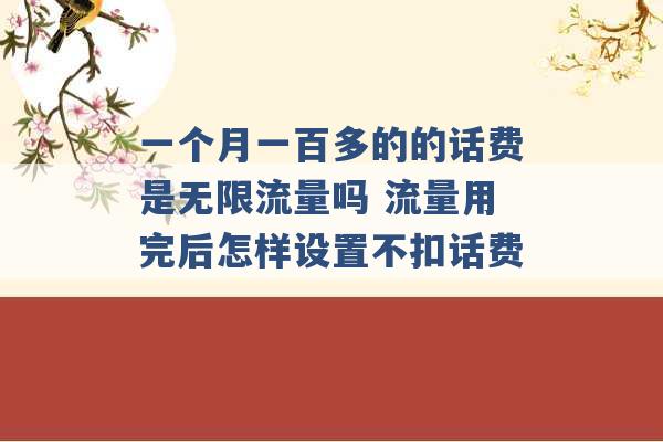 一个月一百多的的话费是无限流量吗 流量用完后怎样设置不扣话费 -第1张图片-电信联通移动号卡网