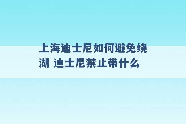 上海迪士尼如何避免绕湖 迪士尼禁止带什么 -第1张图片-电信联通移动号卡网