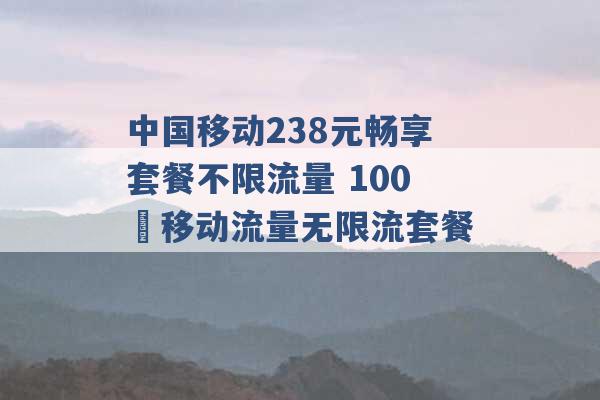 中国移动238元畅享套餐不限流量 100 移动流量无限流套餐 -第1张图片-电信联通移动号卡网