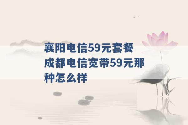 襄阳电信59元套餐 成都电信宽带59元那种怎么样 -第1张图片-电信联通移动号卡网