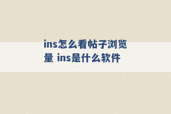 ins怎么看帖子浏览量 ins是什么软件 -第1张图片-电信联通移动号卡网