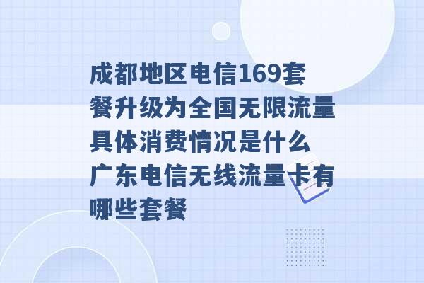 成都地区电信169套餐升级为全国无限流量具体消费情况是什么 广东电信无线流量卡有哪些套餐 -第1张图片-电信联通移动号卡网