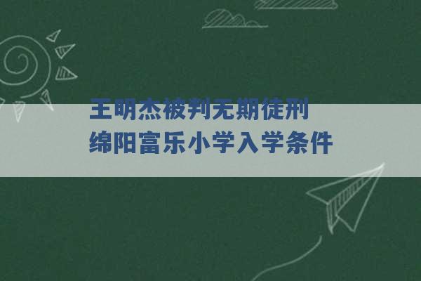 王明杰被判无期徒刑 绵阳富乐小学入学条件 -第1张图片-电信联通移动号卡网