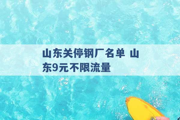 山东关停钢厂名单 山东9元不限流量 -第1张图片-电信联通移动号卡网