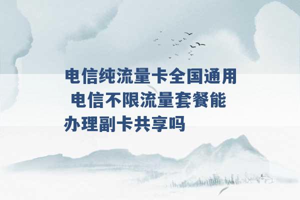 电信纯流量卡全国通用 电信不限流量套餐能办理副卡共享吗 -第1张图片-电信联通移动号卡网