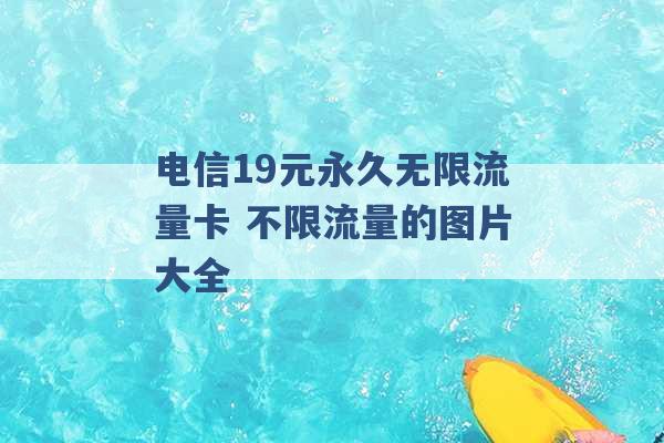 电信19元永久无限流量卡 不限流量的图片大全 -第1张图片-电信联通移动号卡网