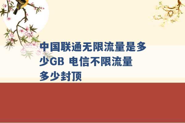 中国联通无限流量是多少GB 电信不限流量多少封顶 -第1张图片-电信联通移动号卡网