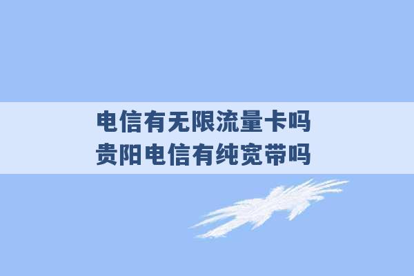 电信有无限流量卡吗 贵阳电信有纯宽带吗 -第1张图片-电信联通移动号卡网