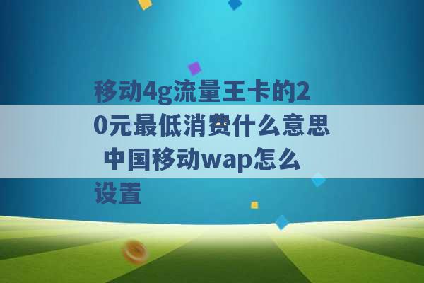 移动4g流量王卡的20元最低消费什么意思 中国移动wap怎么设置 -第1张图片-电信联通移动号卡网