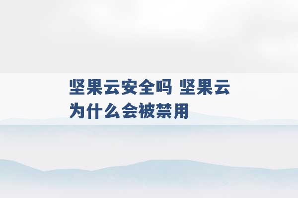 坚果云安全吗 坚果云为什么会被禁用 -第1张图片-电信联通移动号卡网