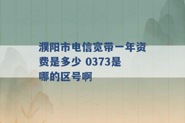 濮阳市电信宽带一年资费是多少 0373是哪的区号啊 -第1张图片-电信联通移动号卡网