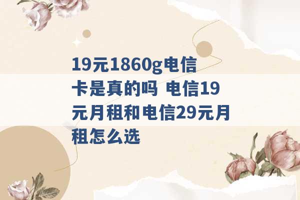 19元1860g电信卡是真的吗 电信19元月租和电信29元月租怎么选 -第1张图片-电信联通移动号卡网