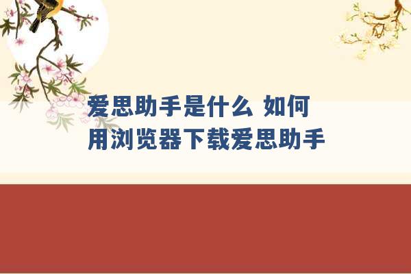 爱思助手是什么 如何用浏览器下载爱思助手 -第1张图片-电信联通移动号卡网