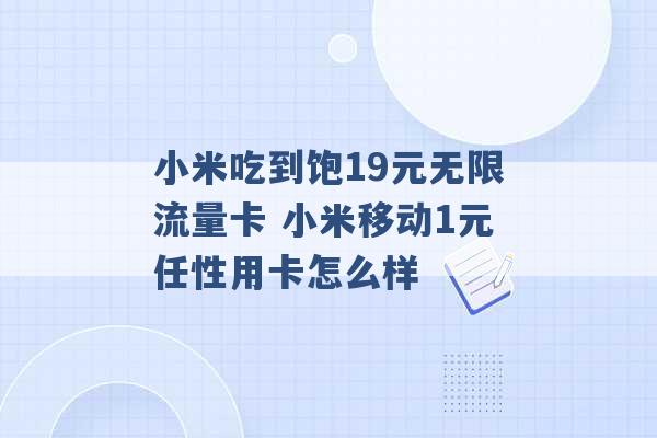 小米吃到饱19元无限流量卡 小米移动1元任性用卡怎么样 -第1张图片-电信联通移动号卡网