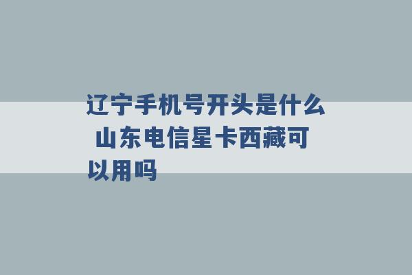 辽宁手机号开头是什么 山东电信星卡西藏可以用吗 -第1张图片-电信联通移动号卡网